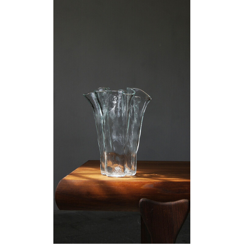 Vase vintage en verre de Pertti Kallioinen pour Muurla, Finlande