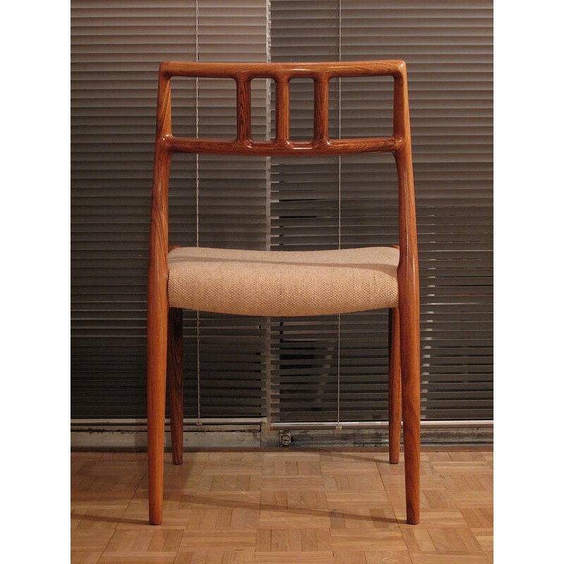 Set of 6 dining chairs in rosewood and tweed, Niels O. MOLLER - 1960s