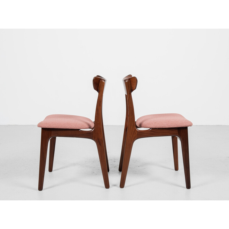 Ensemble de 6 chaises danoises vintage en teck et tissu de Schiønning & Elgaard, 1960