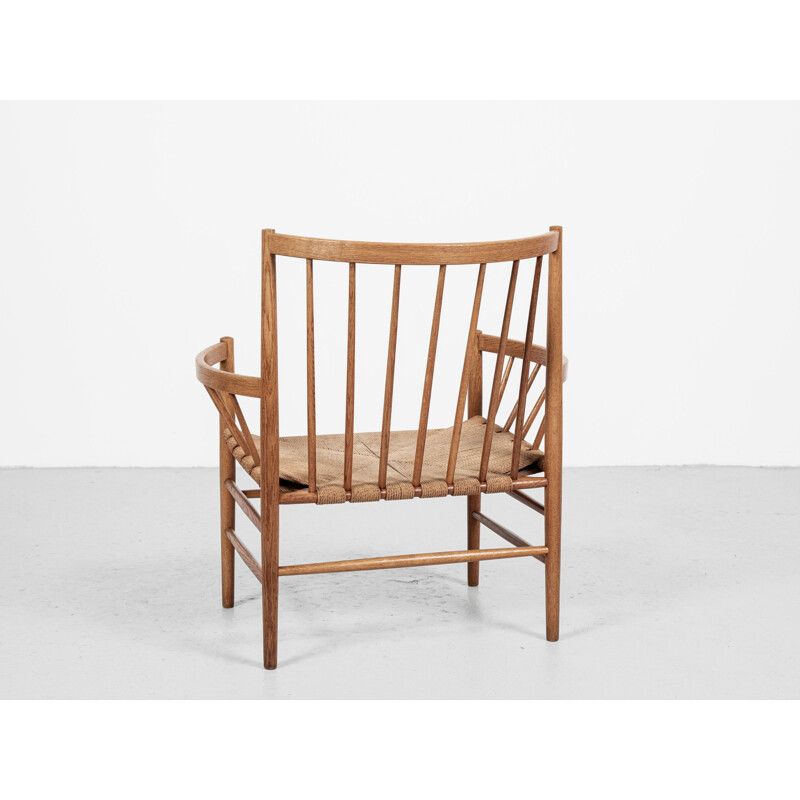 Mid century Danish armchair in oakwood and paper cord by Jørgen Baekmark for Fdb Møbler, 1960s