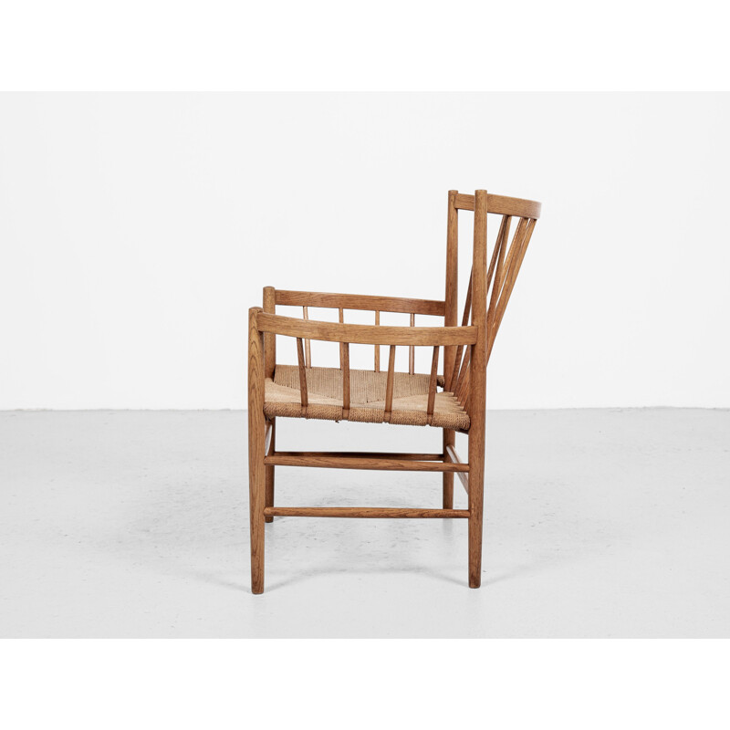 Dänischer Vintage-Sessel aus Eichenholz und Papierkordel von Jørgen Baekmark für Fdb Møbler, 1960