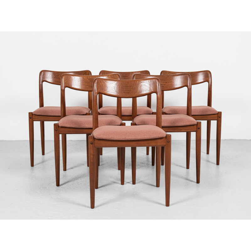 Set of 6 midcentury Danish dining chairs in teak by Johannes Andersen for Uldum, 1960s