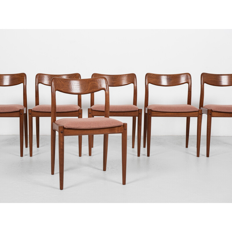 Set of 6 midcentury Danish dining chairs in teak by Johannes Andersen for Uldum, 1960s