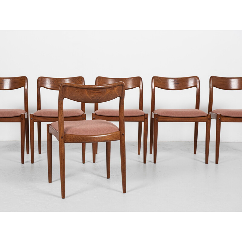 Set of 6 midcentury Danish dining chairs in teak by Johannes Andersen for Uldum, 1960s