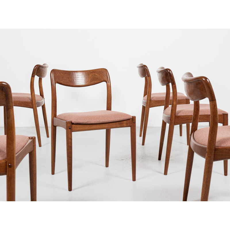 Conjunto de 6 cadeiras de teca dinamarquesas vintage por Johannes Andersen para Uldum, 1960