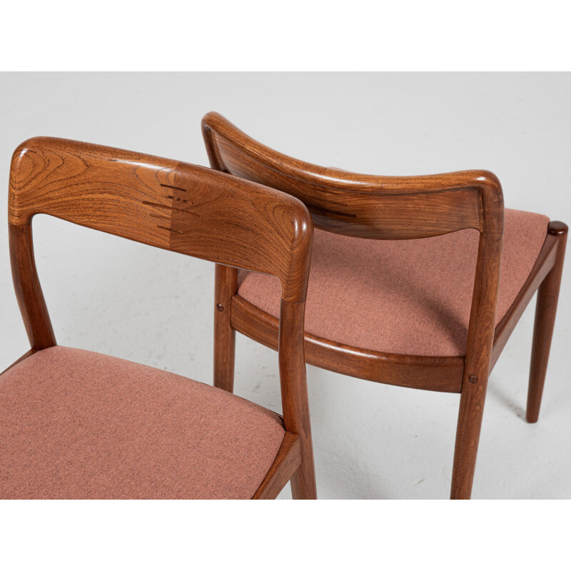 Set of 6 midcentury Danish dining chairs in teak by Johannes Andersen for Uldum, 1960s