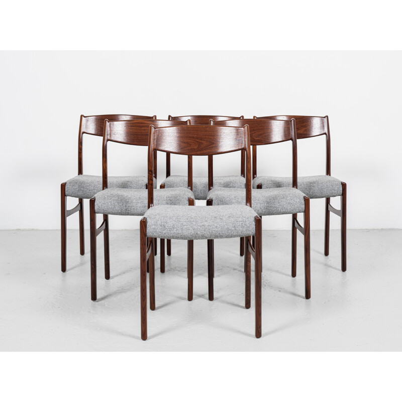 Set of 6 mid century Danish dining chairs in rosewood by Glyngøre Stolefabrik, 1960s