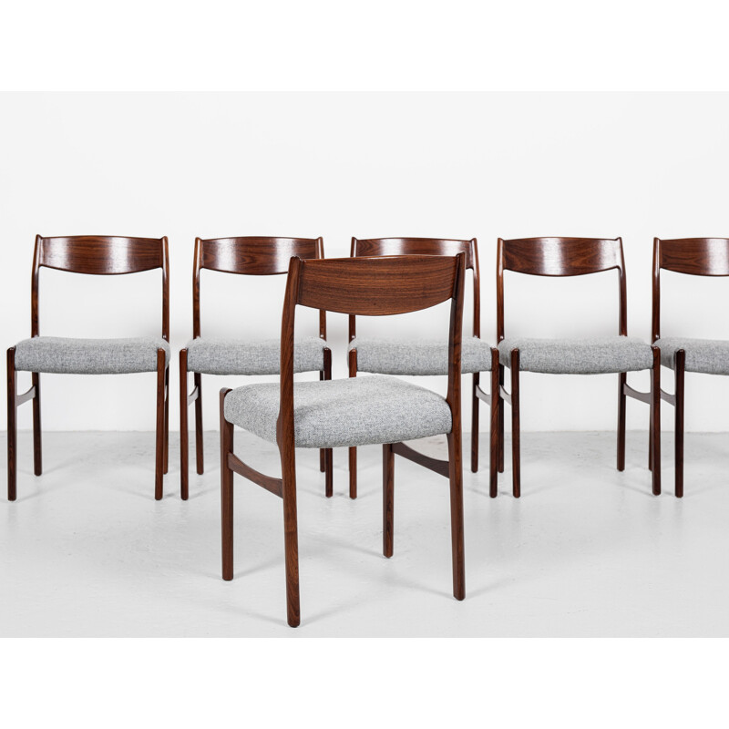 Set of 6 mid century Danish dining chairs in rosewood by Glyngøre Stolefabrik, 1960s