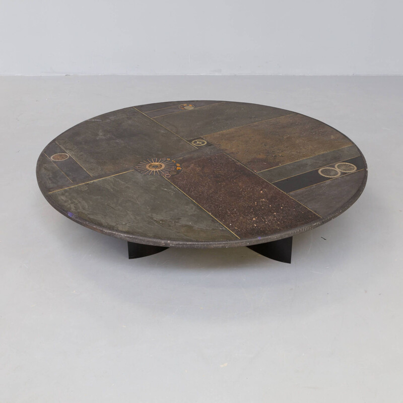 Vintage artwork handmade coffee table by Paul Kingma, 1970s