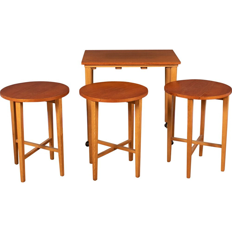 Vintage teak nesting tables by Poul Hundevad for Novy domov, Czechoslovakia 1960s