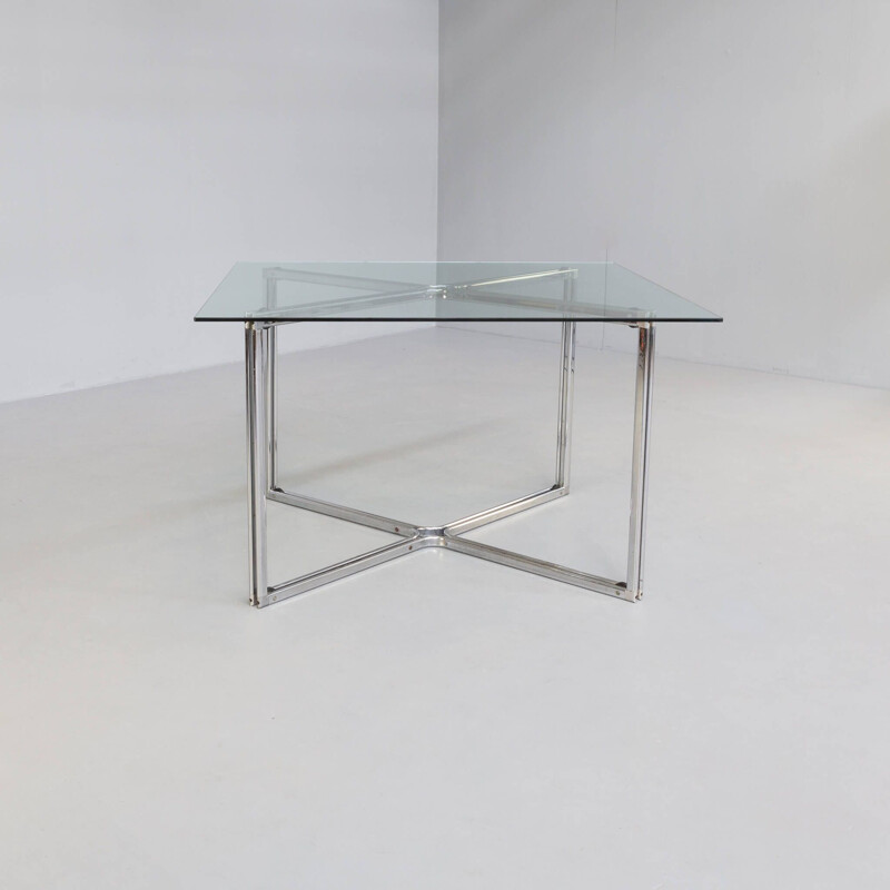 Vintage chrome cross framed dining table by Gastone Rinaldi