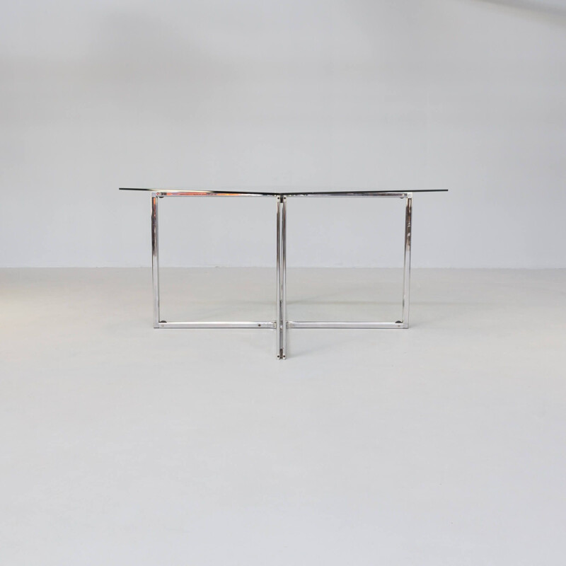 Vintage chrome cross framed dining table by Gastone Rinaldi