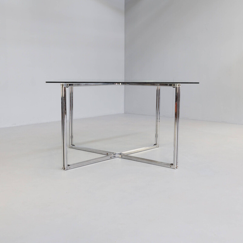 Verchromter Vintage-Tisch mit gekreuztem Rahmen von Gastone Rinaldi
