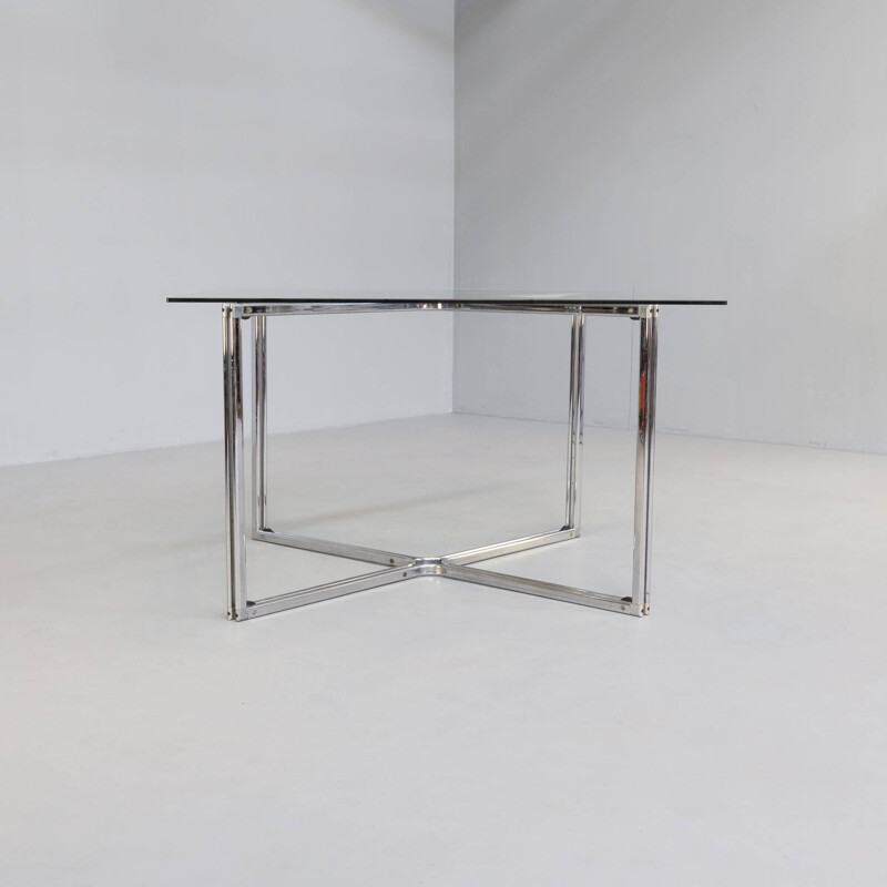 Vintage chrome cross framed dining table by Gastone Rinaldi