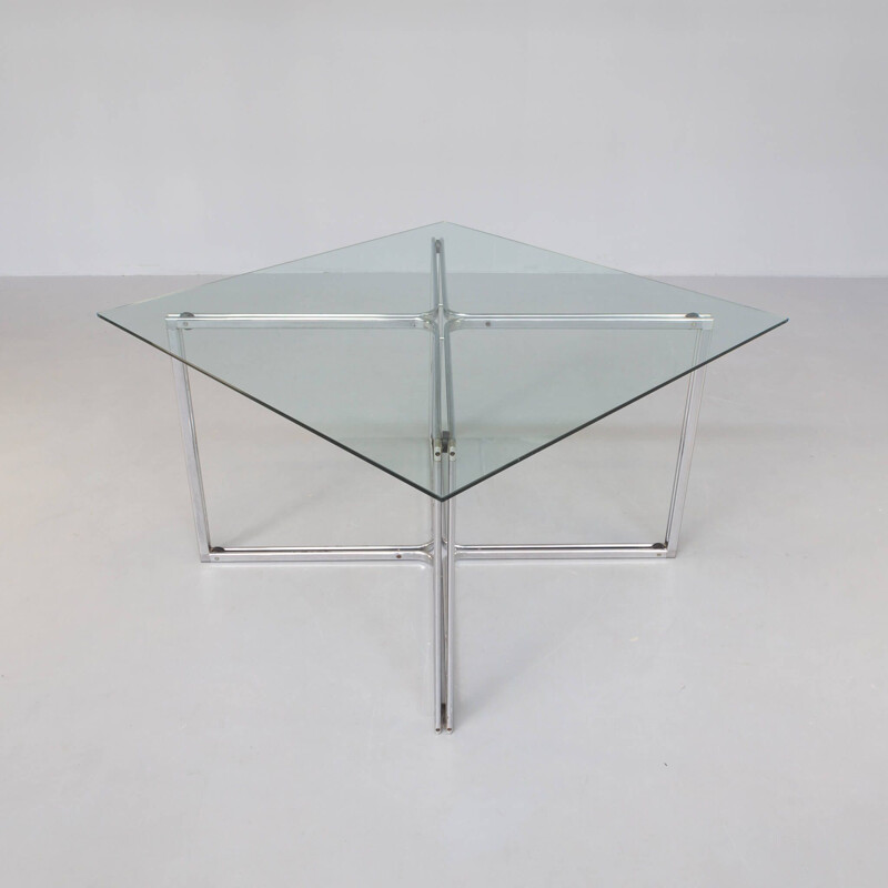 Vintage chrome cross framed dining table by Gastone Rinaldi