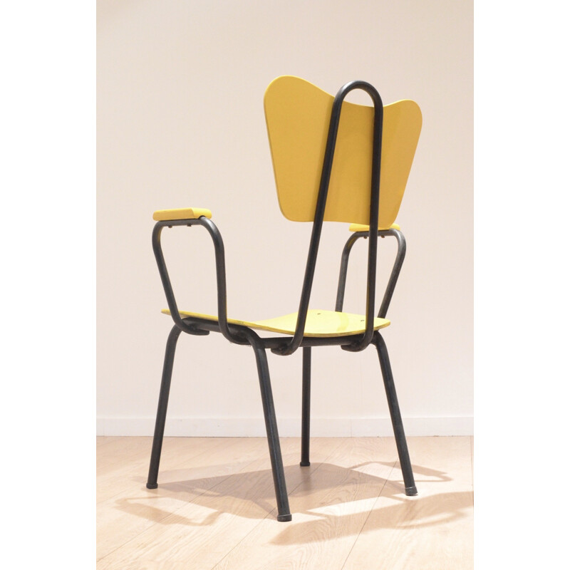 Pair of black and yellow Arteluce armchairs - 1950s