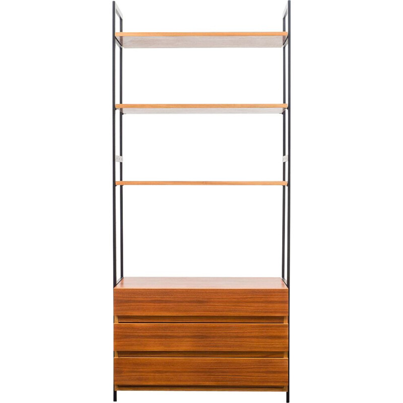 Vintage walnut shelving system with drawers, 1960s