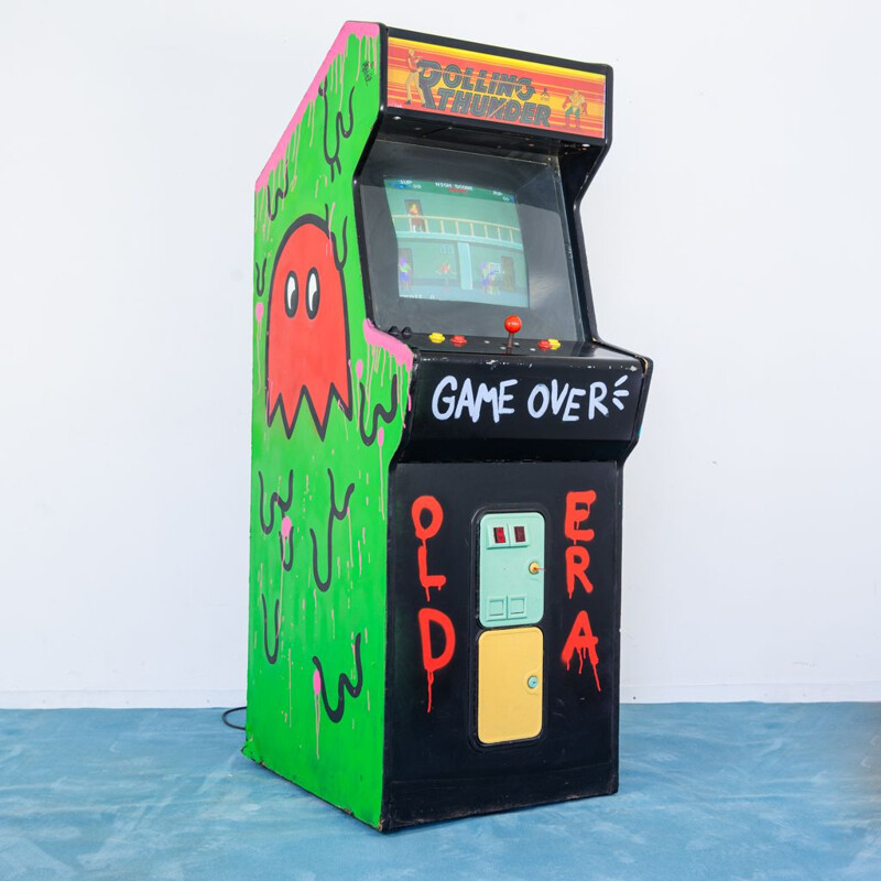 Vintage videojogo arcade "Rolling Thunder" em chiave por Gianpiero D'alssandro, 1980