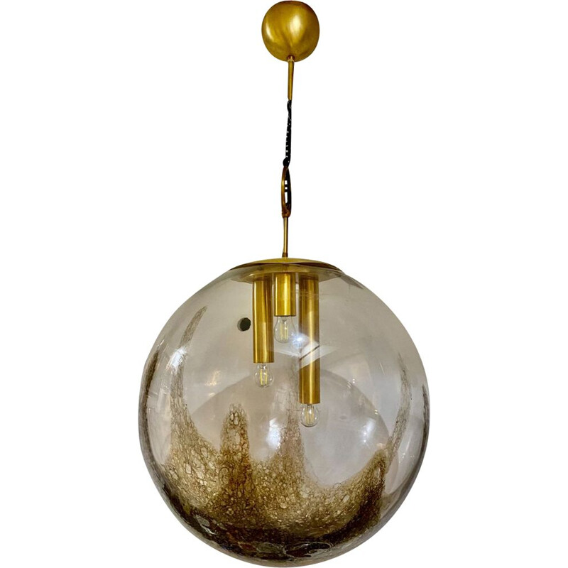 Suspension Globe vintage à structure dorée par Angelo Brotto, 1970