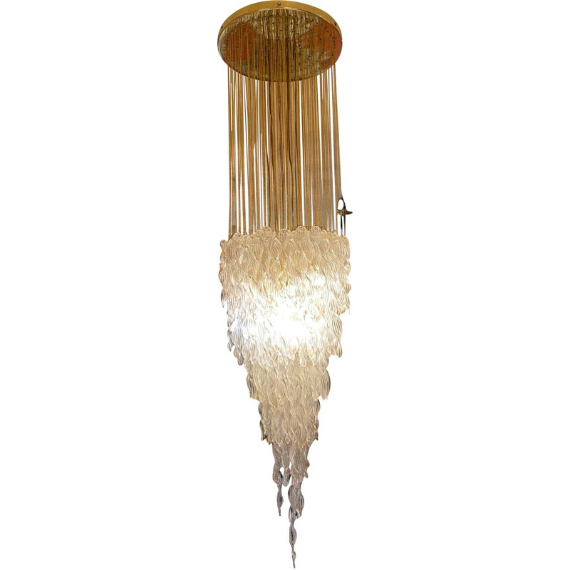 Lampadario vintage in vetro di Murano di Venini, 1970