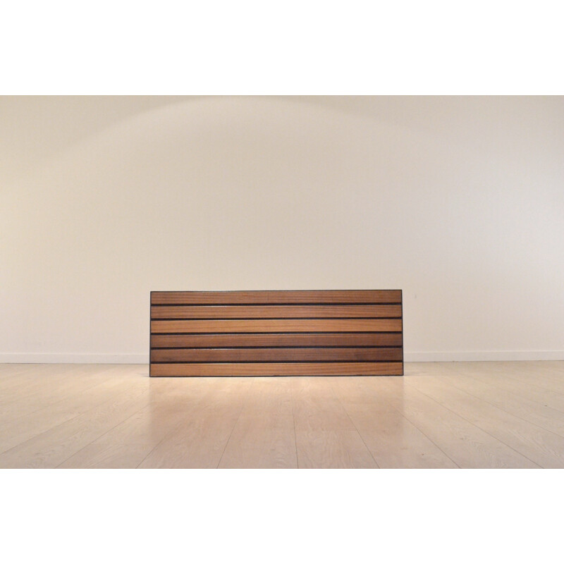 Minimalist bench in mahogany and metal - 1950s