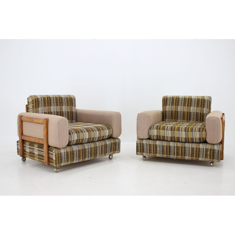 Pair of vintage beechwood armchairs by Drevotvar, Czechoslovakia 1970