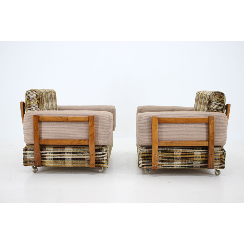 Pair of vintage beechwood armchairs by Drevotvar, Czechoslovakia 1970