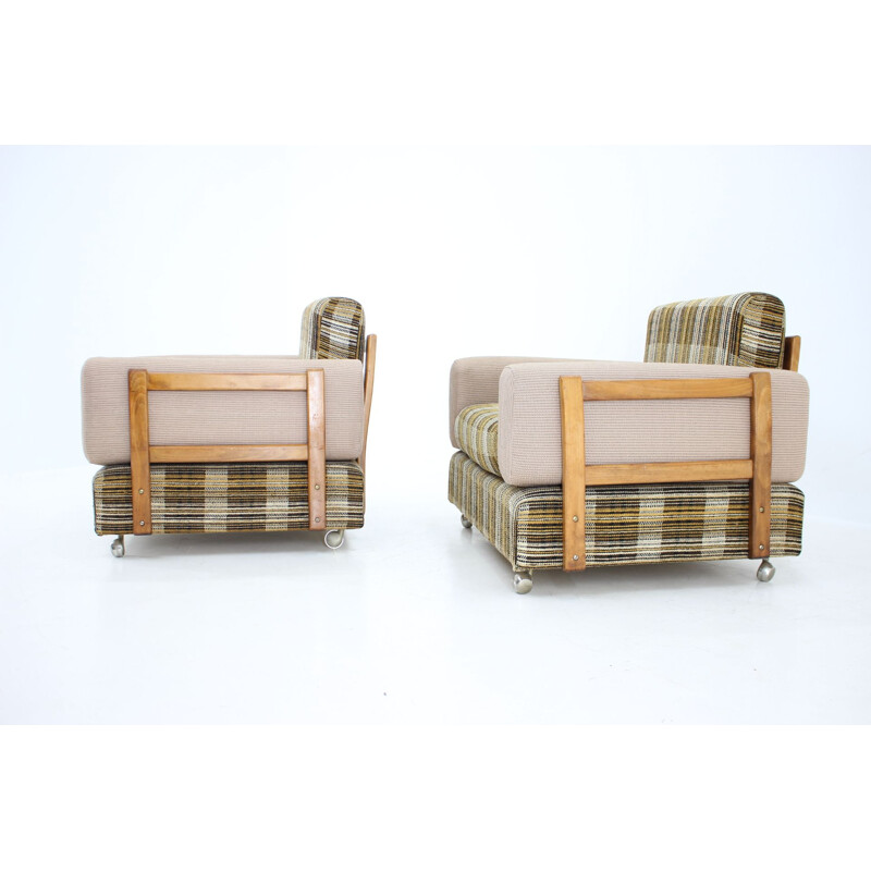 Pair of vintage beechwood armchairs by Drevotvar, Czechoslovakia 1970