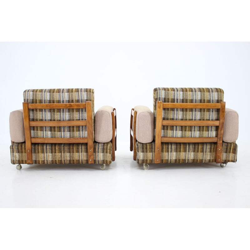 Pair of vintage beechwood armchairs by Drevotvar, Czechoslovakia 1970