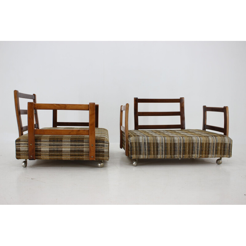 Paar vintage beukenhouten fauteuils van Drevotvar, Tsjechoslowakije 1970