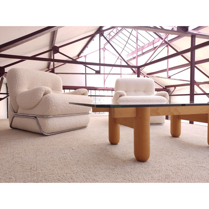 Vintage wood and glass coffee table