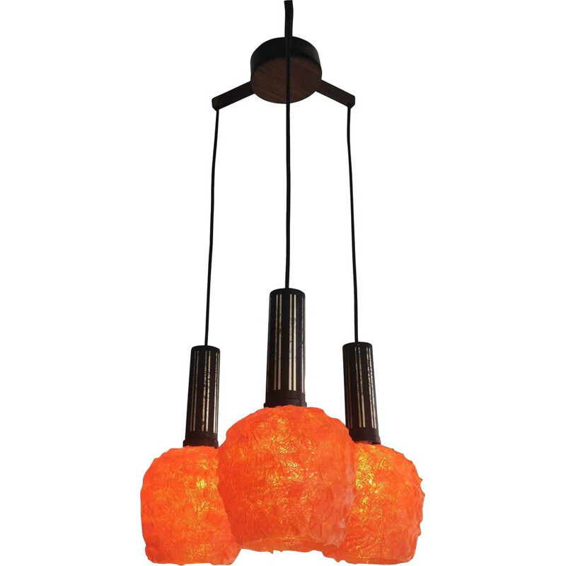 Suspension italienne vintage "spanhetti" en lucite orange, 1960