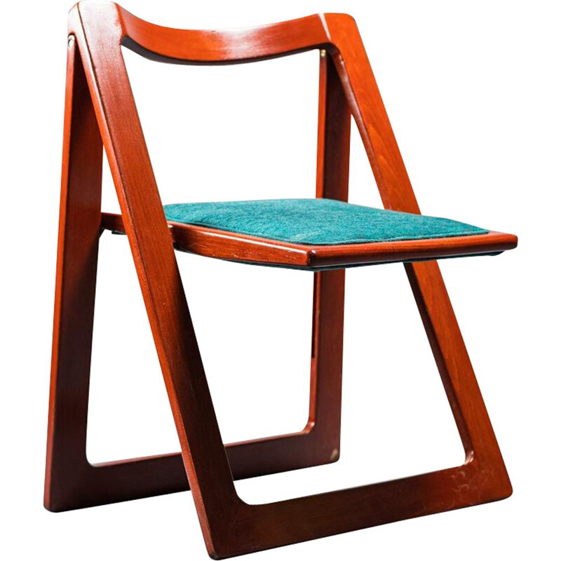 Silla plegable de madera vintage de Aldo Jacober para Bazzani, 1970