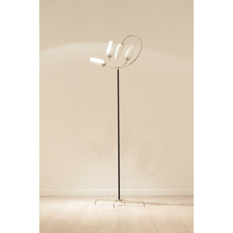 Arlus lamp in metal, brass and opal glass - 1950s
