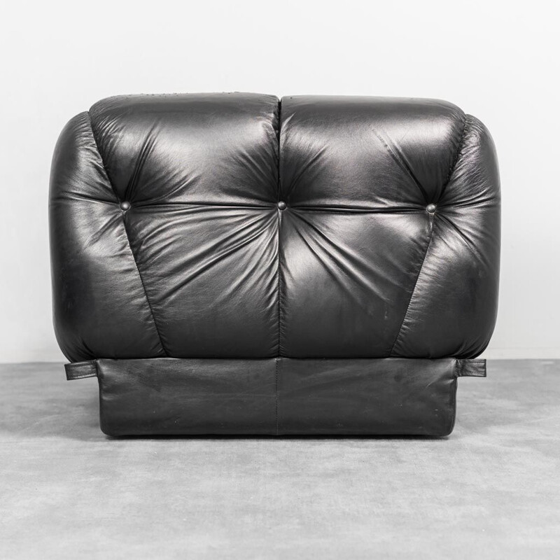 Vintage black leather lounge set by Rino Maturi para Mimo, 1970