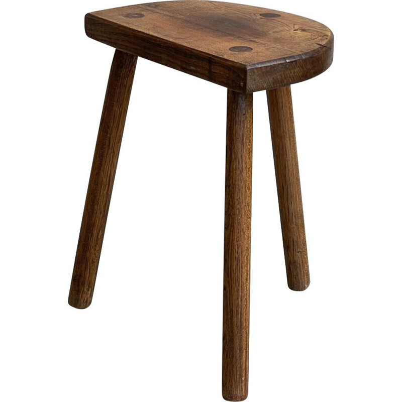 Vintage tripod stool in solid oakwood