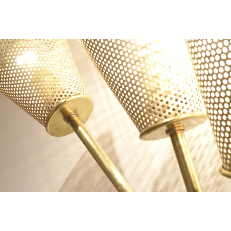 Wall lamp in brass and perforated metal - 1950s