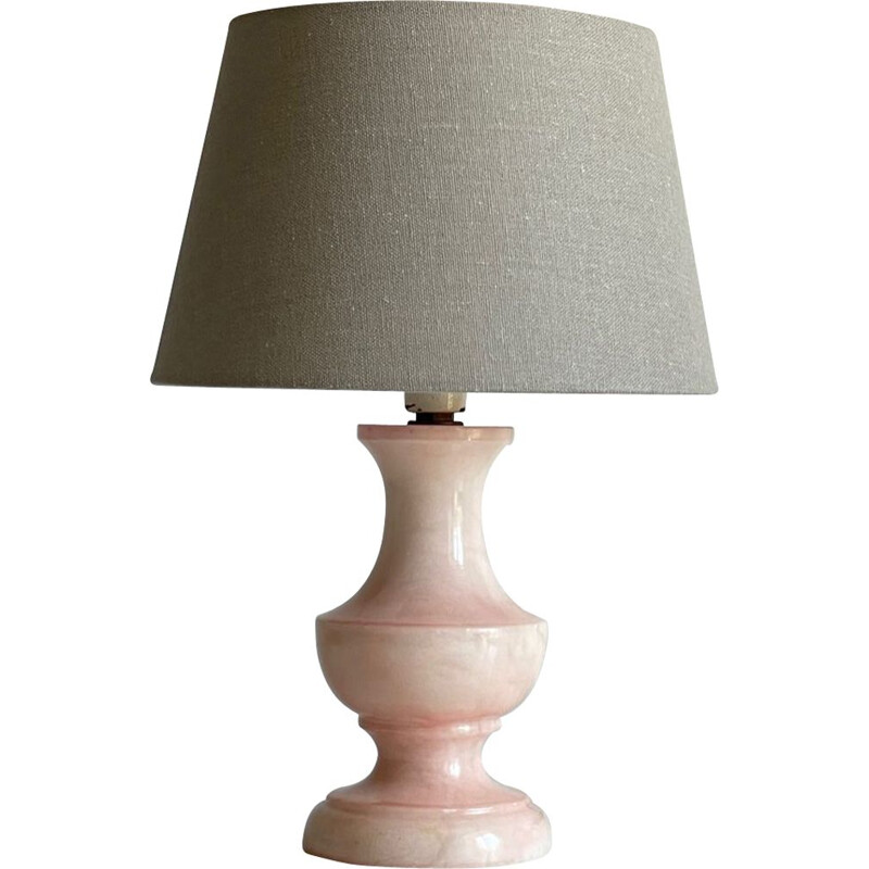 Vintage lamp with feet in pink alabaster stone