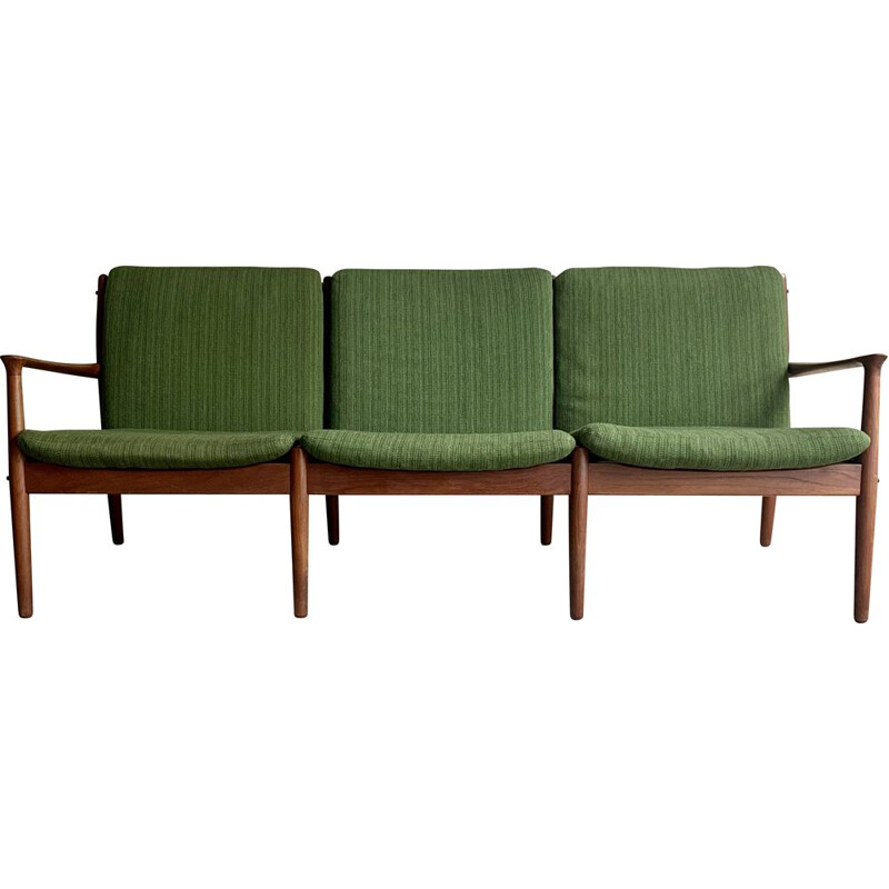 Divano scandinavo vintage in teak e lana di Svend Age Eriksen per Glostrup, 1960