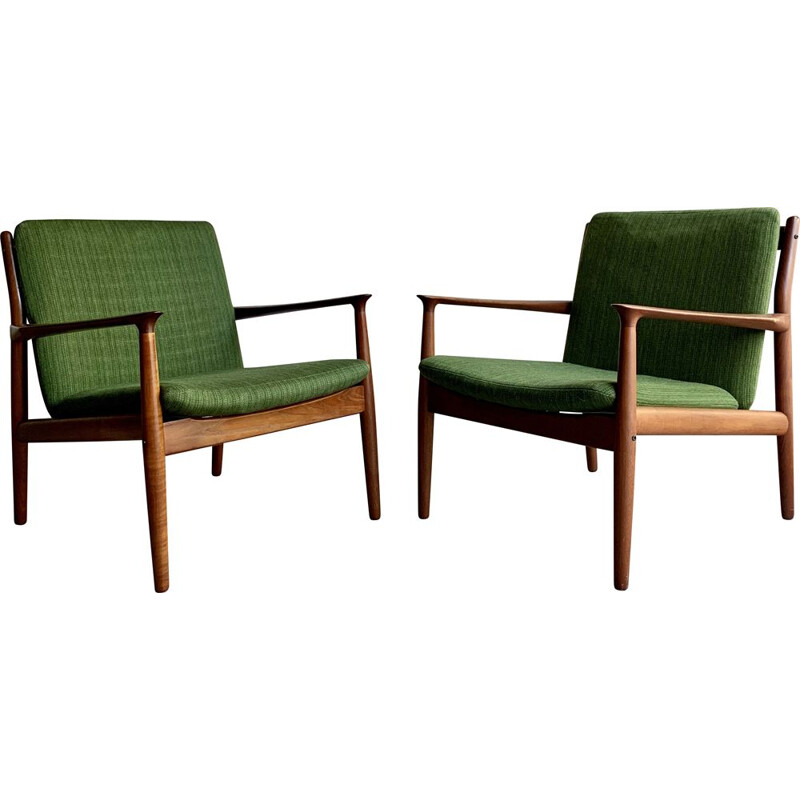 Paar vintage Scandinavische teakhouten fauteuils van Svend Age Eriksen voor Glostrup, Denemarken 1960