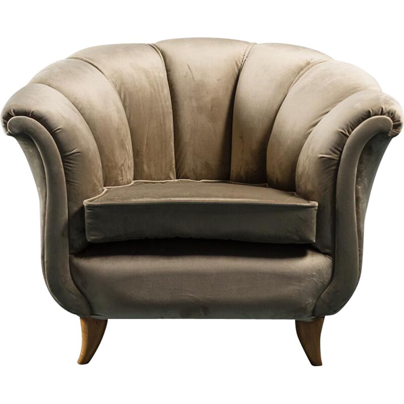 Paire de fauteuils beige vintage, 1950