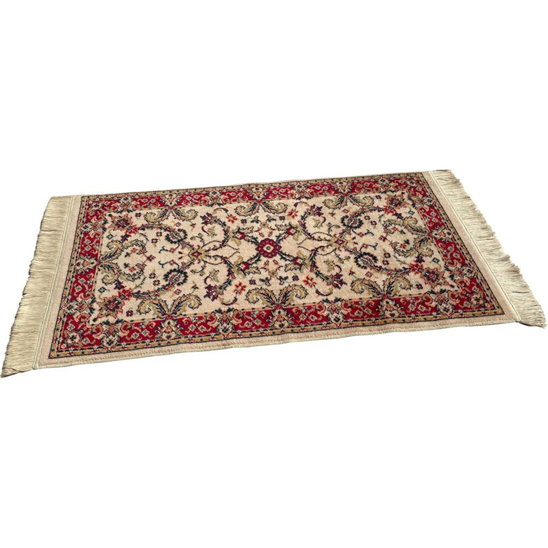 Tappeto persiano vintage beige in lana e cotone