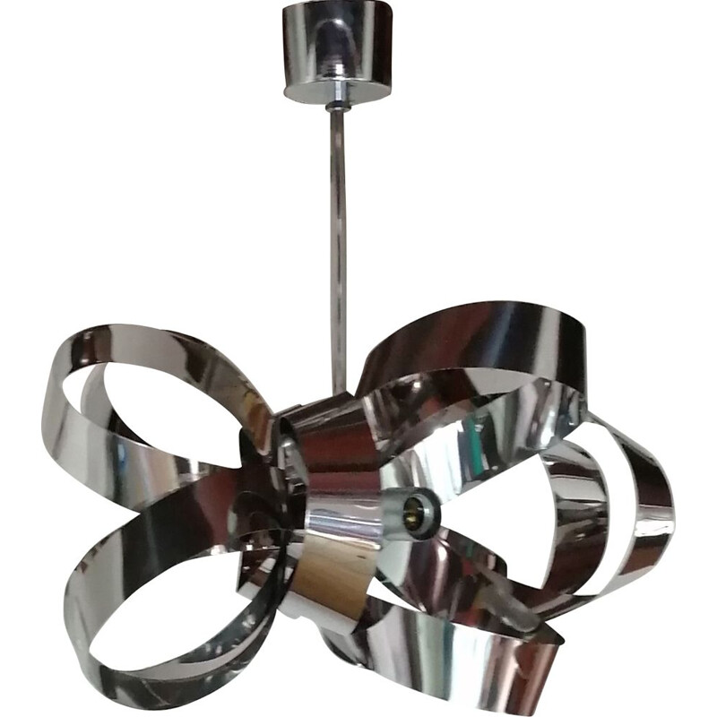 Vintage chrome chandelier Tappital Snc, Italy 1970