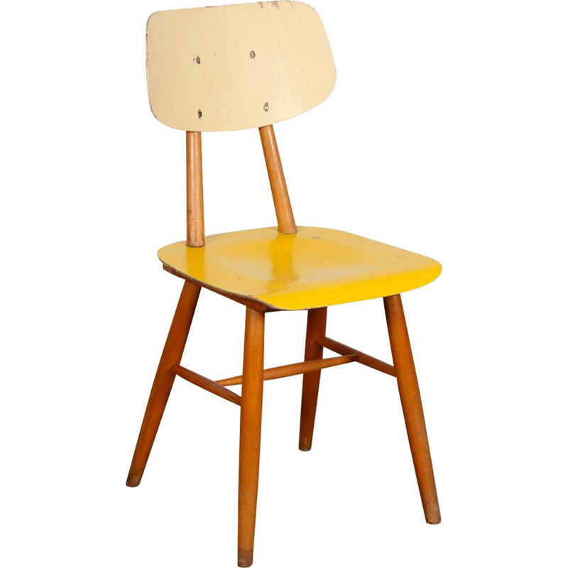 Chaise jaune vintage pour Ton, 1960