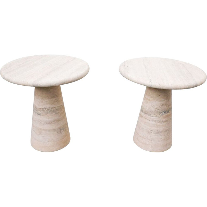 Pair of vintage travertine side tables, Italy