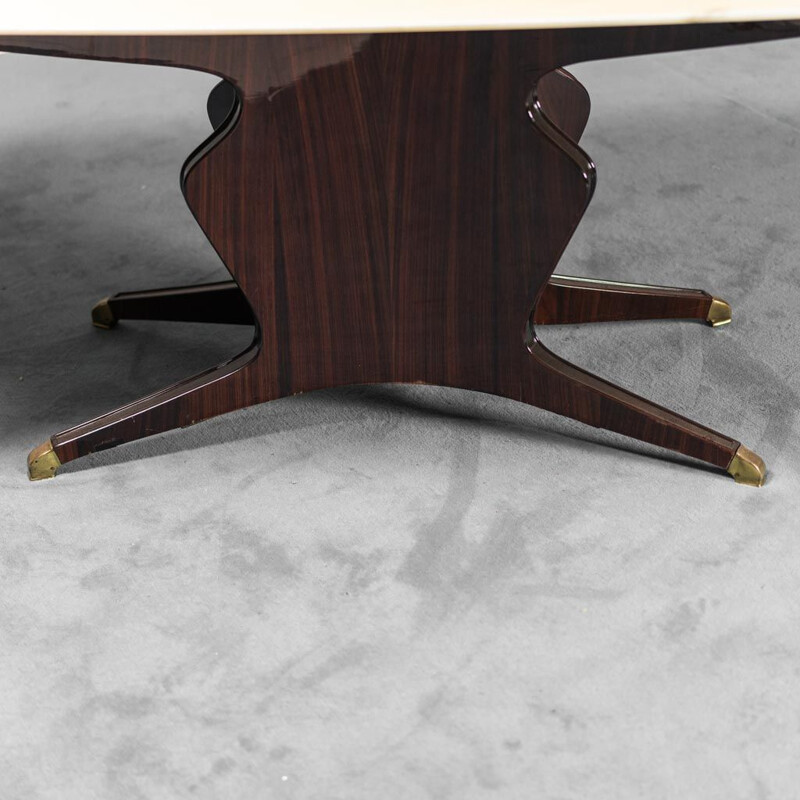 Table vintage en structure de bois d'acajou par Osvaldo Borsani, 1950