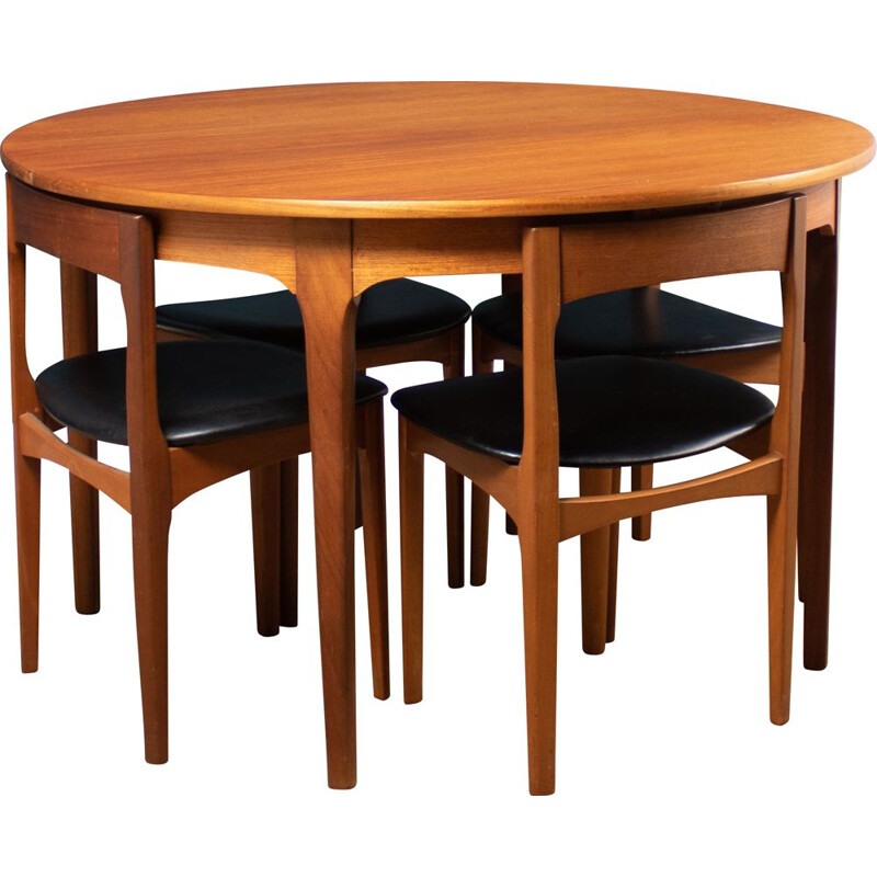 Vintage round teak dining set by Nathan, 1960