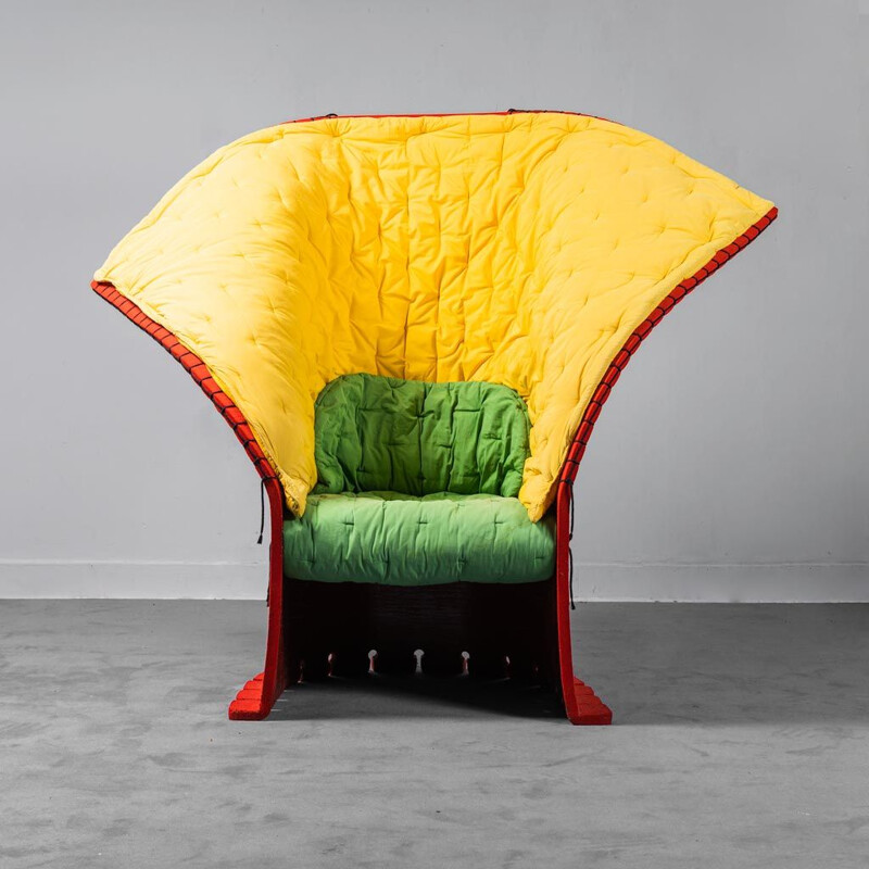 Vintage multicolored wool armchair by Gaetano Pesce for Cassina, 1980s