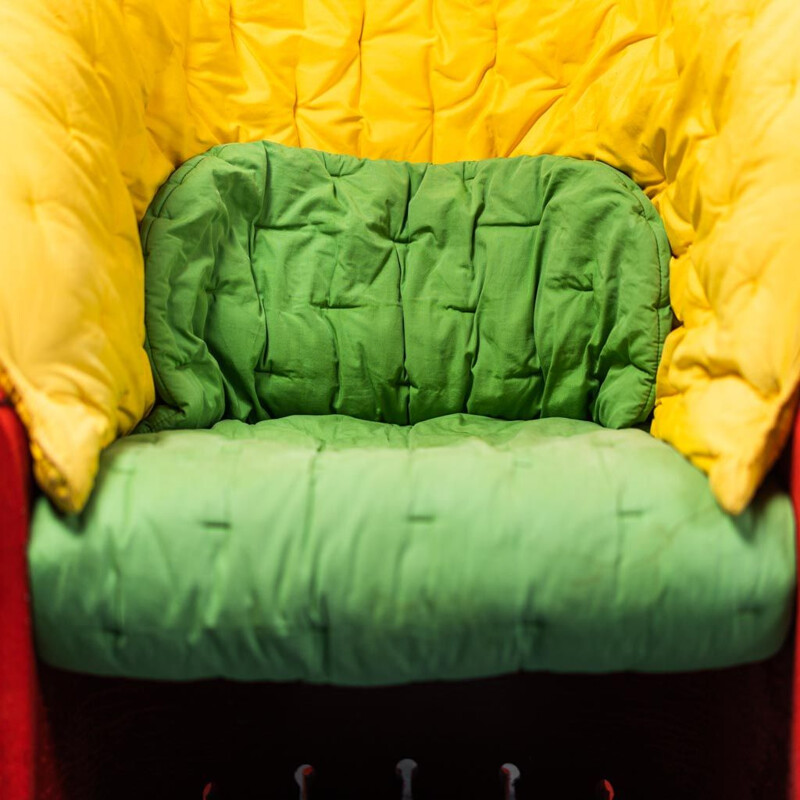 Vintage multicolored wool armchair by Gaetano Pesce for Cassina, 1980s