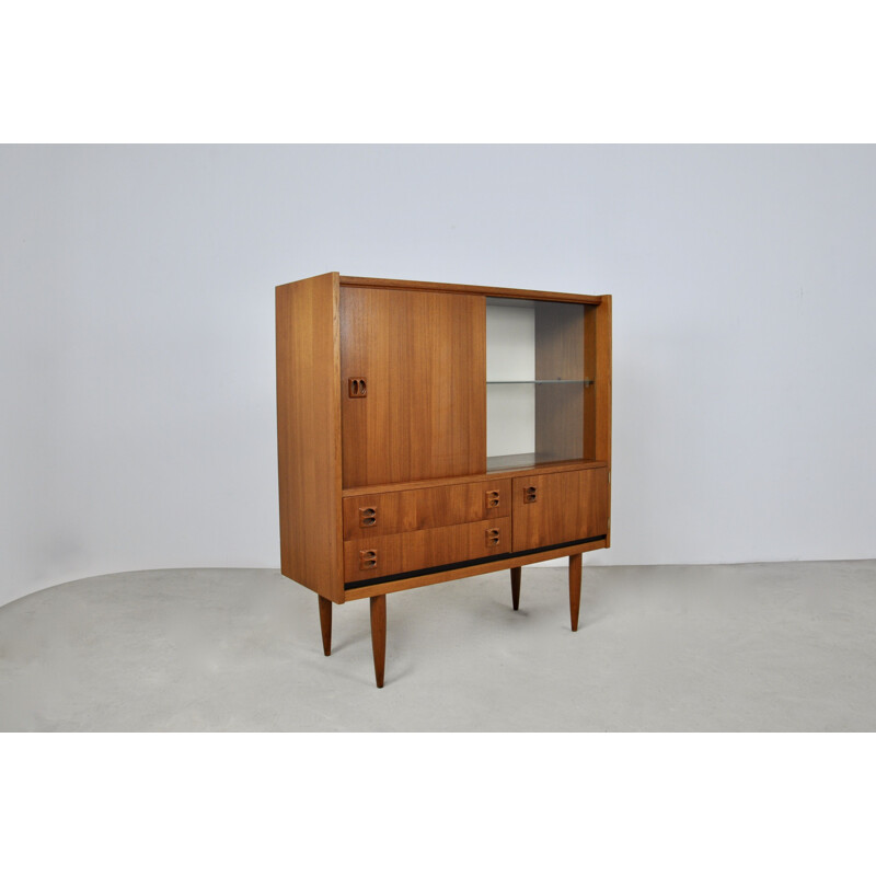 Vintage Dutch highboard with sliding door, 1960